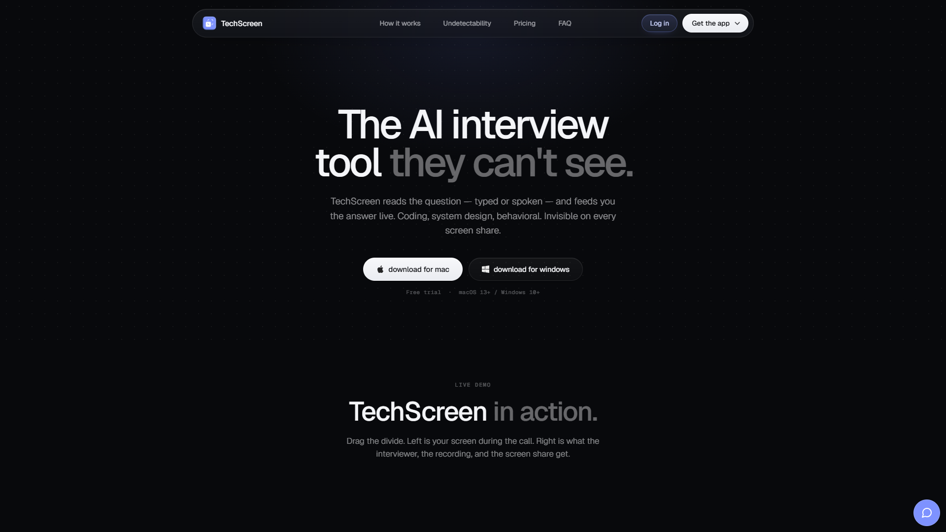 TechScreen product screenshot