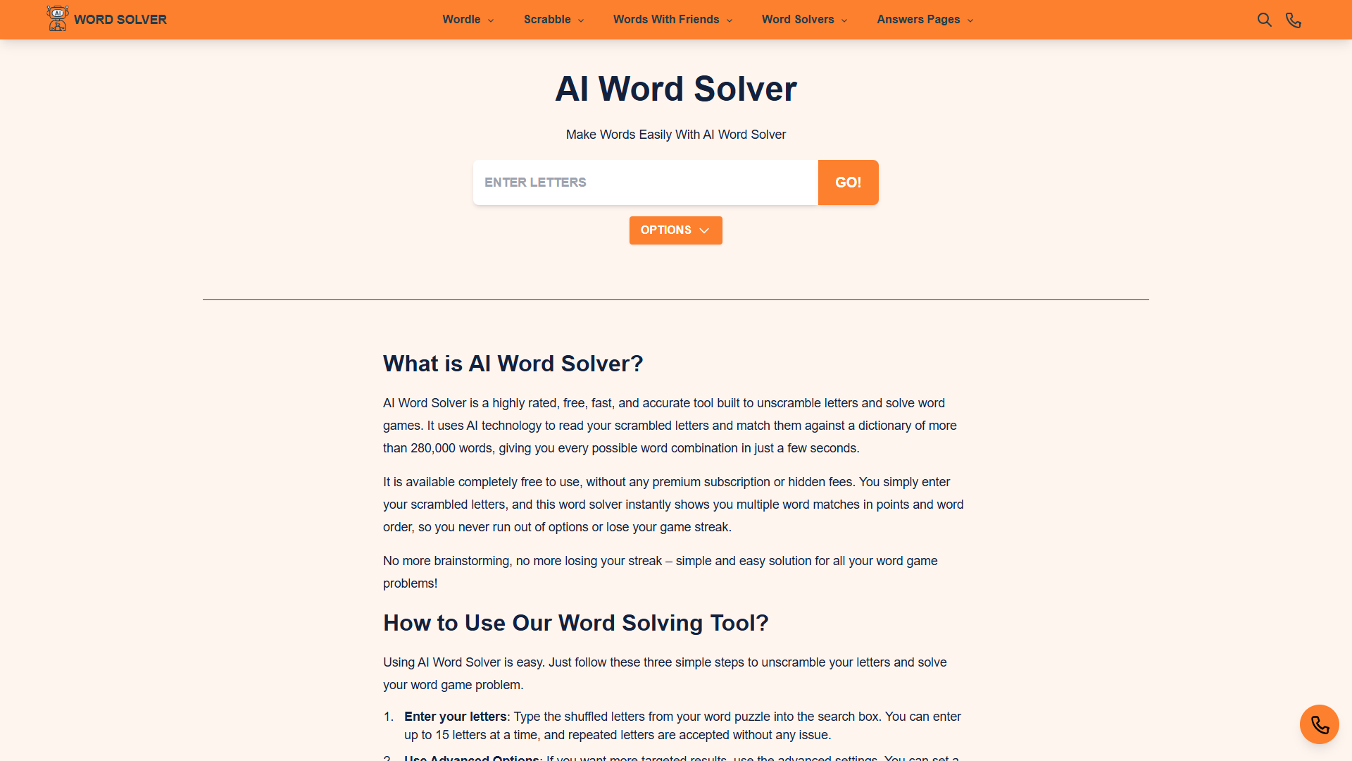 AI Word Solver product screenshot