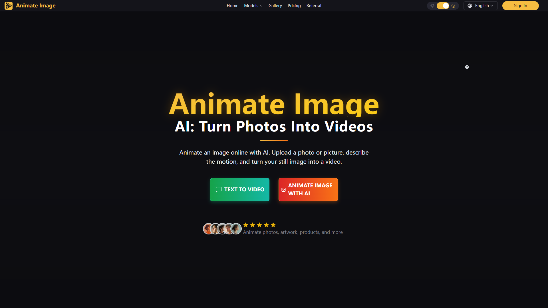 Animate Image AI product screenshot
