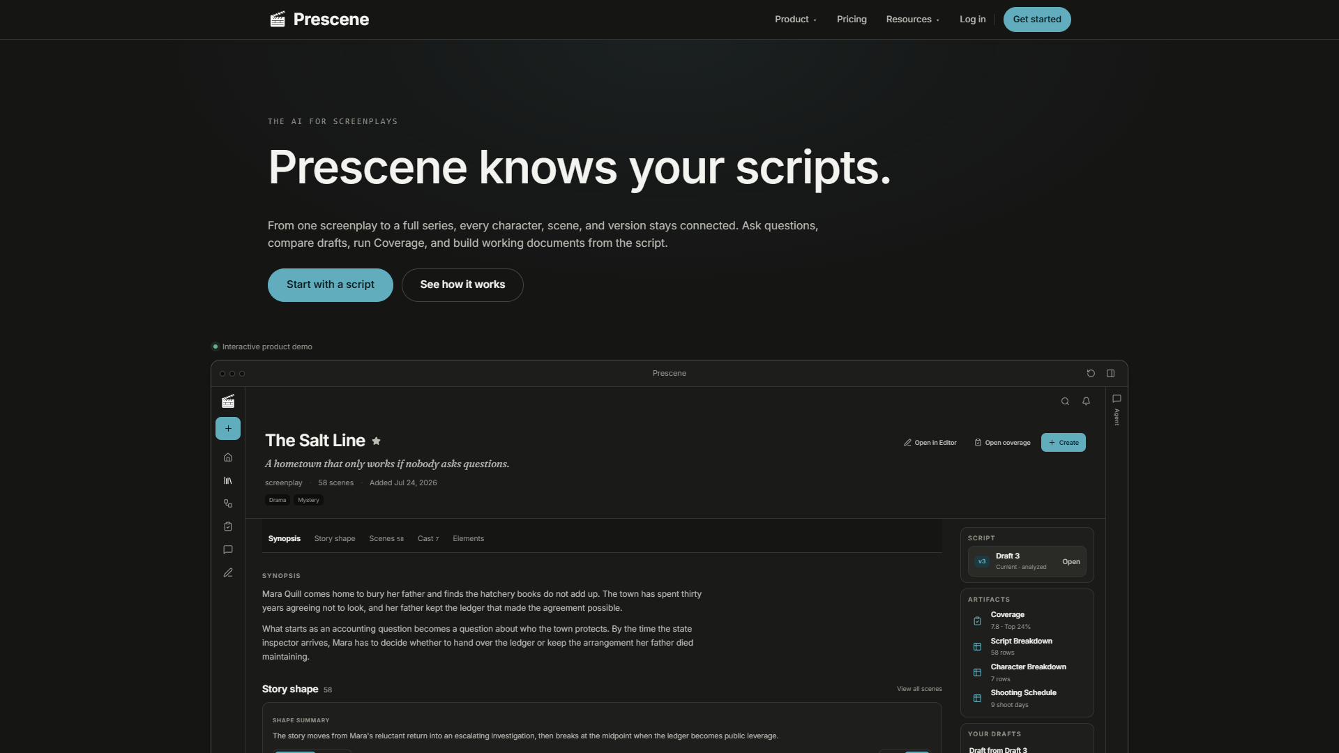 PreScene product screenshot