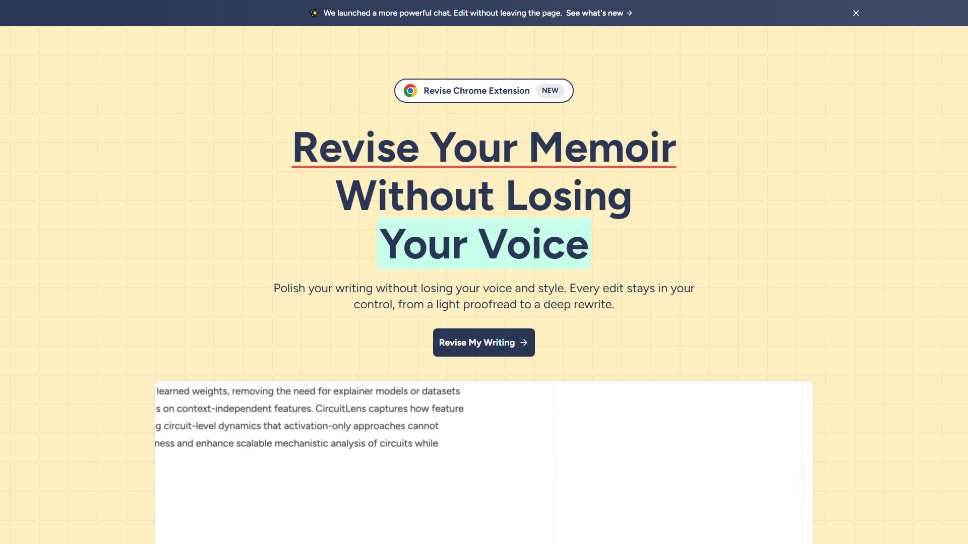 Revise product screenshot