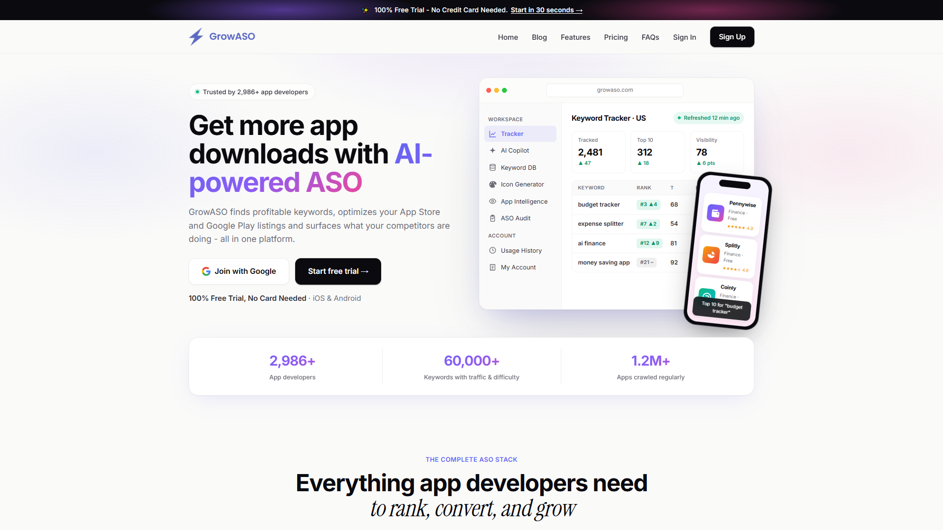GrowASO product screenshot
