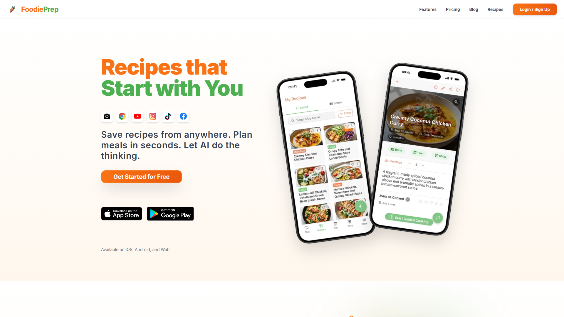 FoodiePrep product screenshot