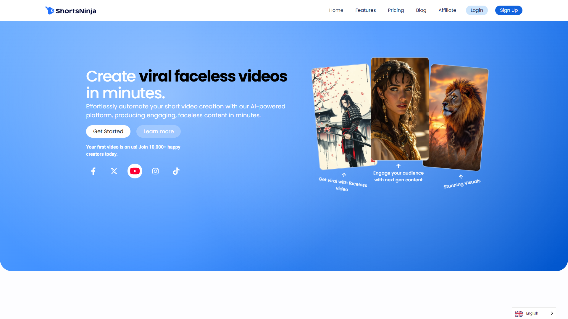 ShortsNinja product screenshot