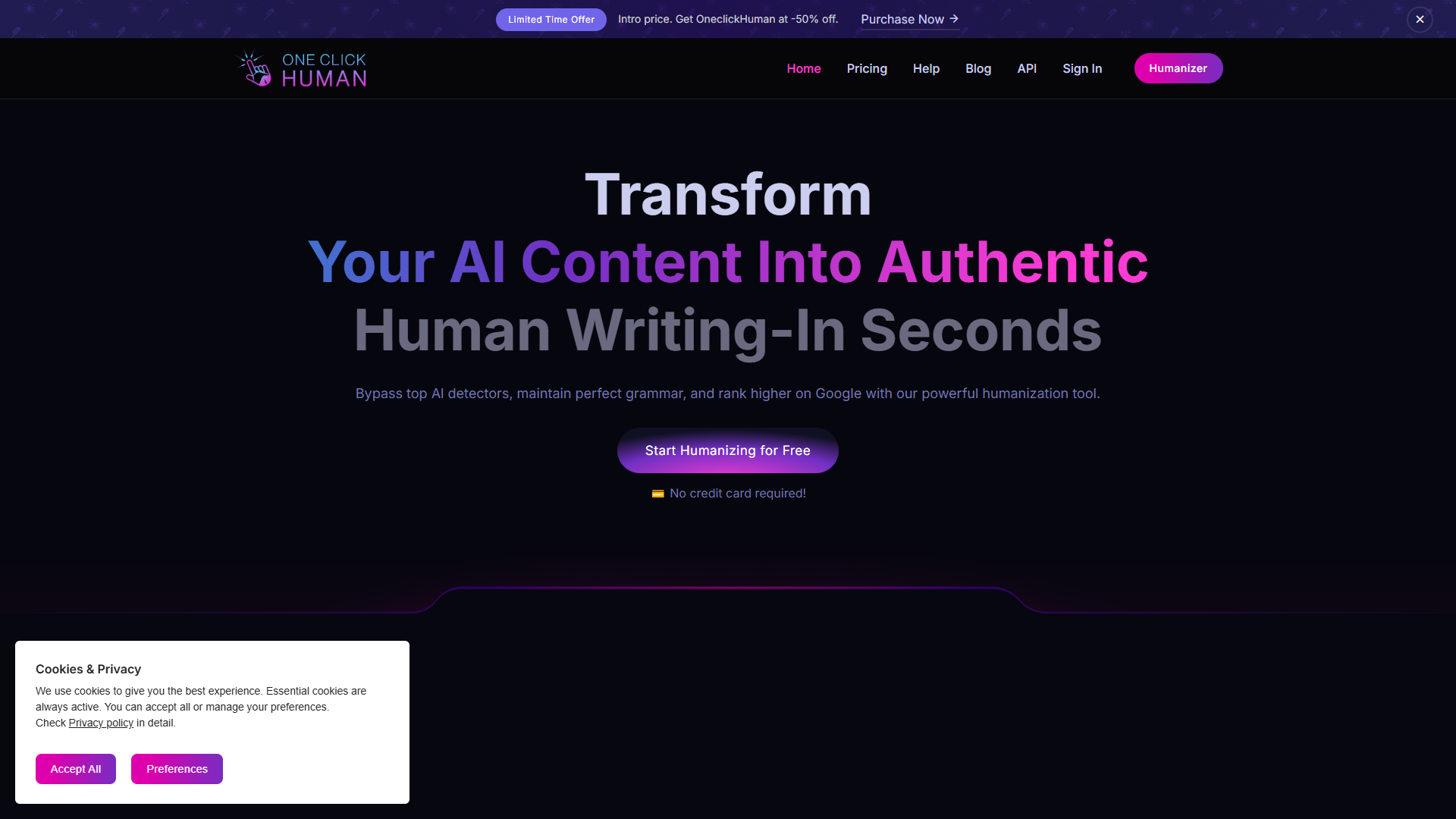 OneClickHuman product screenshot