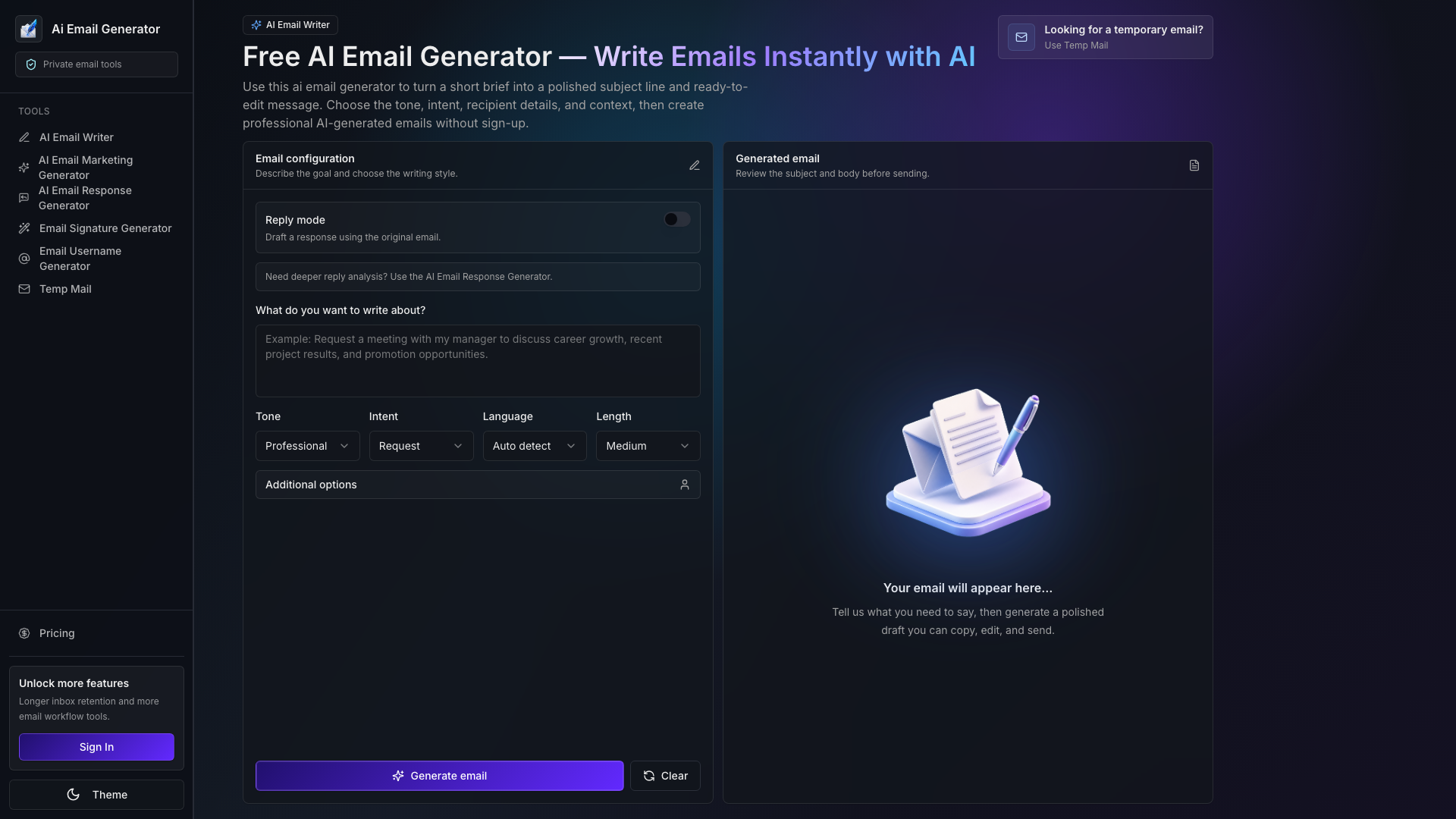 AI Email Generator screenshot 1