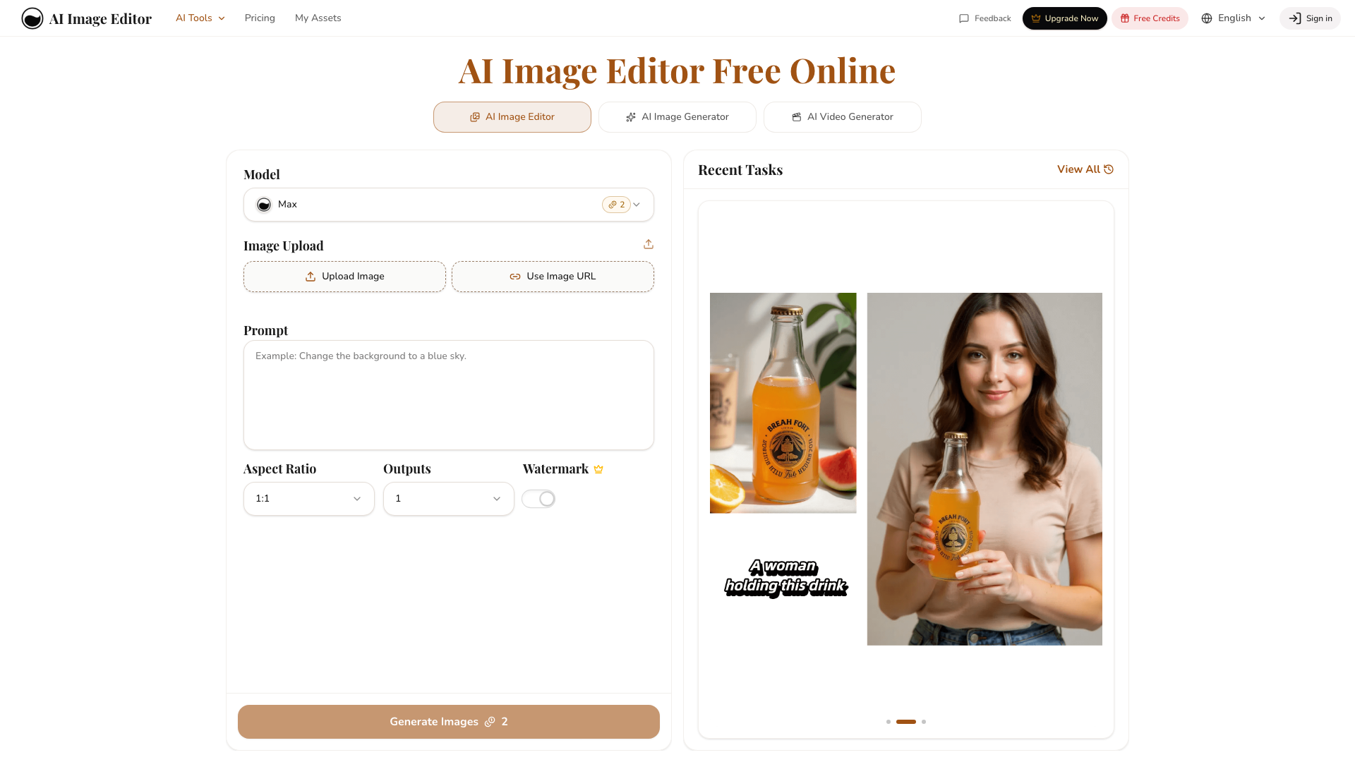 AI Image Editor product screenshot