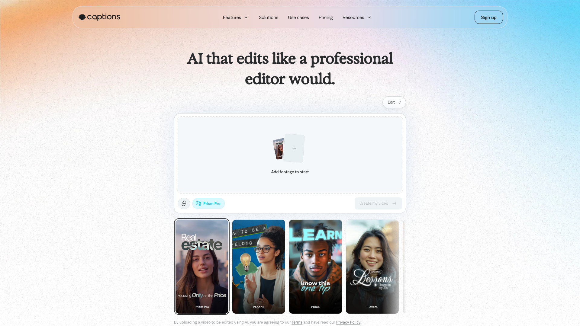 Captions product screenshot