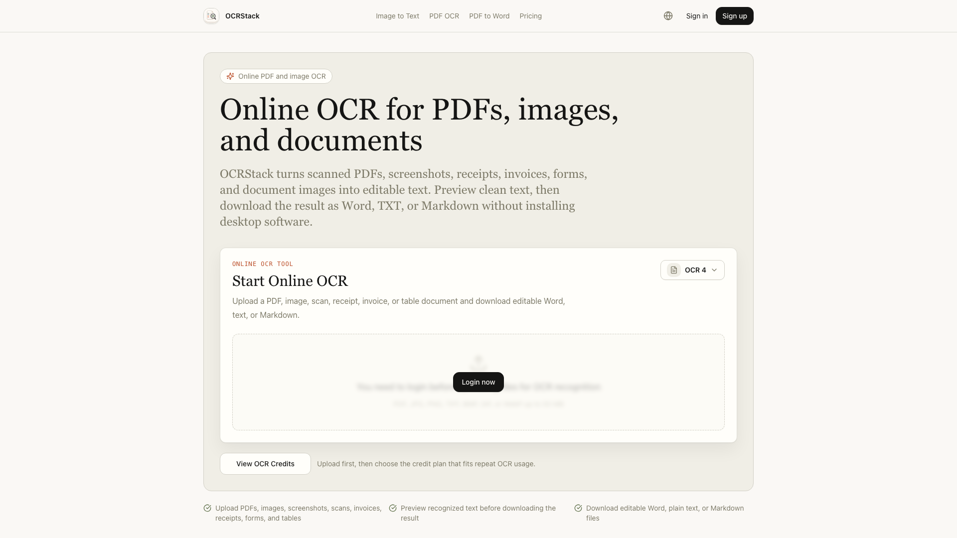 OCRStack product screenshot
