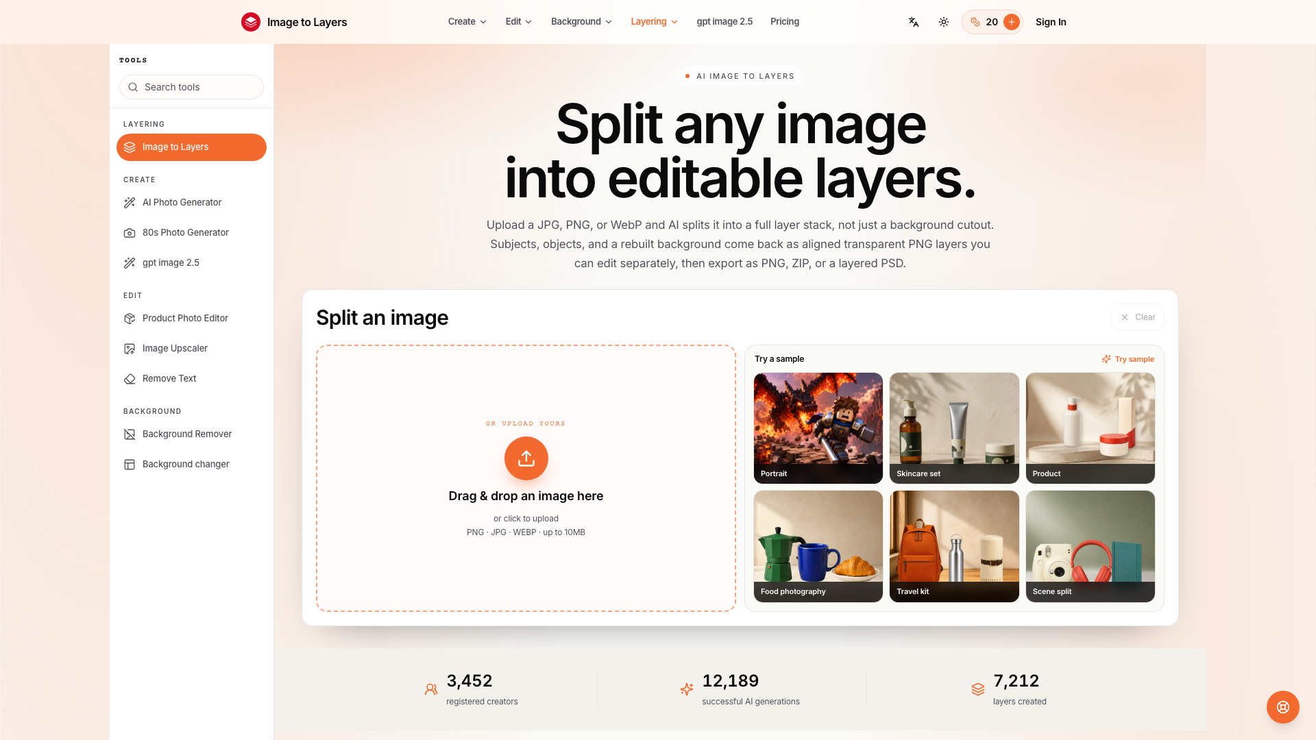 Image to Layers AI product screenshot
