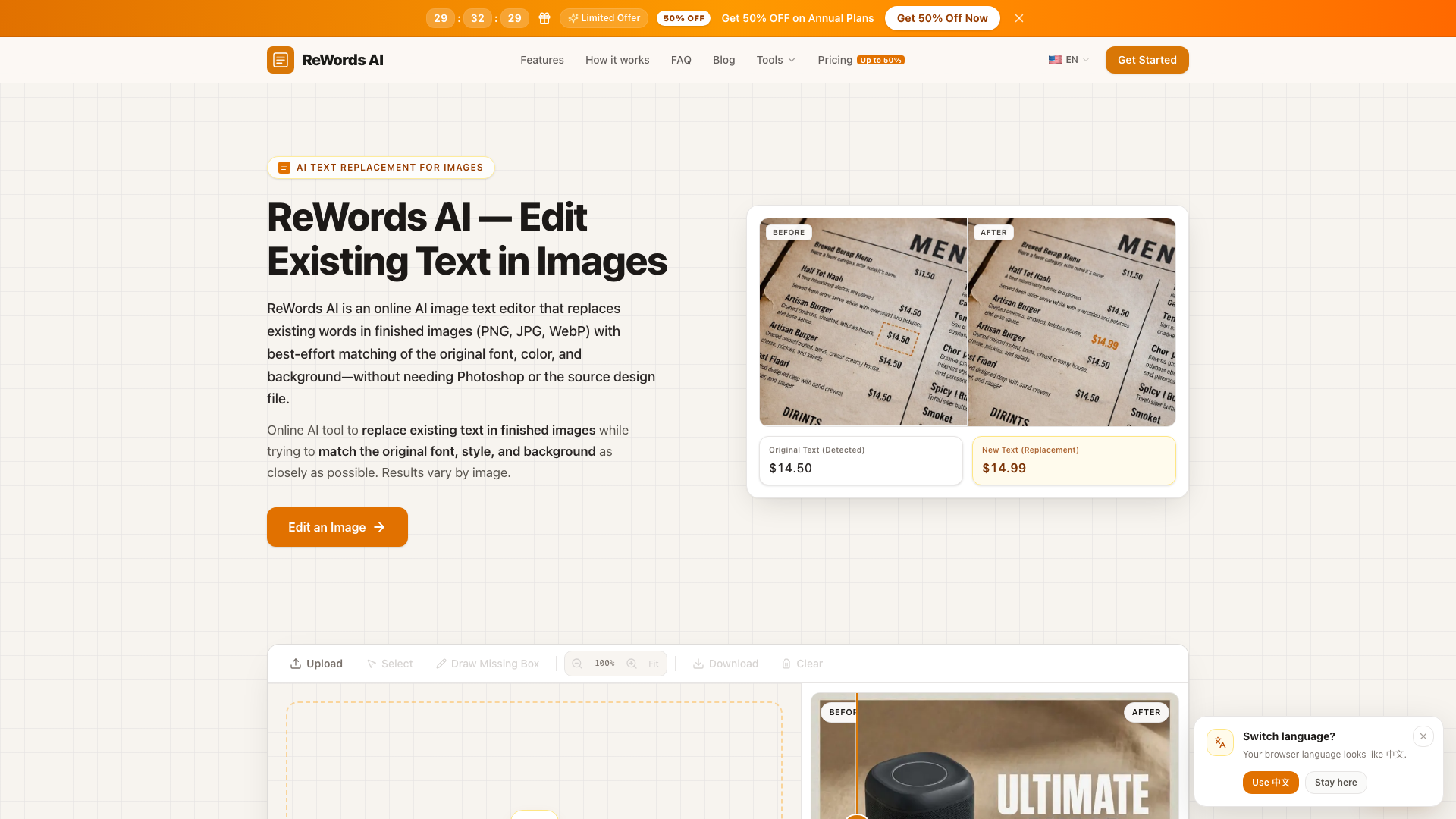 ReWords AI product screenshot