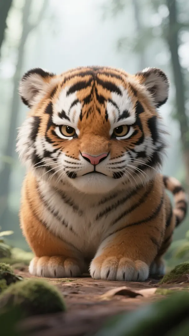 3D绒毛愤怒虎宝宝特写